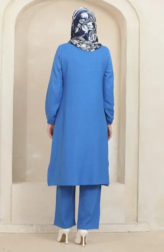 Elastic Sleeve Tunic Trousers Double Suit 1005-03 Blue 1005-03