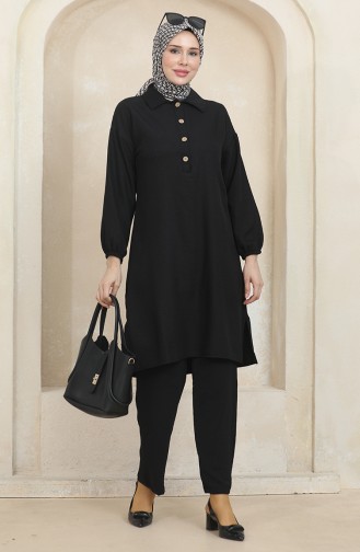 Shirt Collar Tunic Trousers Double Suit 1003-03 Black 1003-03