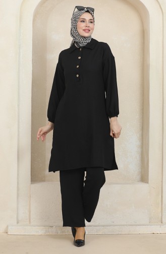 Shirt Collar Tunic Trousers Double Suit 1003-03 Black 1003-03