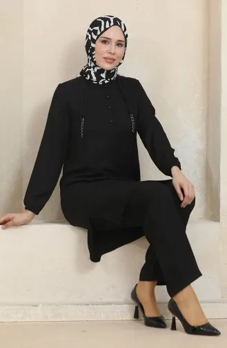 Tuniekbroek Met Gedetailleerde Knopen Dubbel Pak 1004-06 Zwart 1004-06