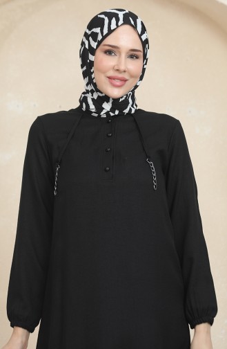 Button Detailed Tunic Trousers Two Piece Suit 1004-06 Black 1004-06