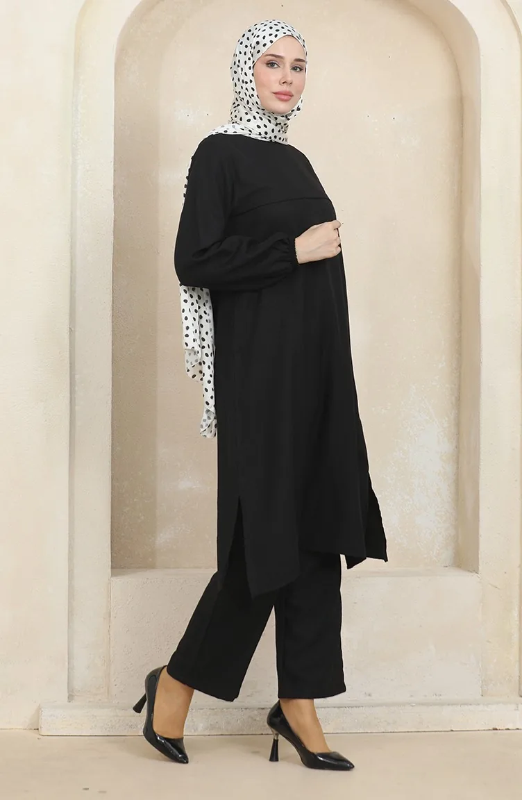 Tunika-Hose Mit Elastischen Ärmeln Doppelanzug 1005-01 Schwarz 1005-01