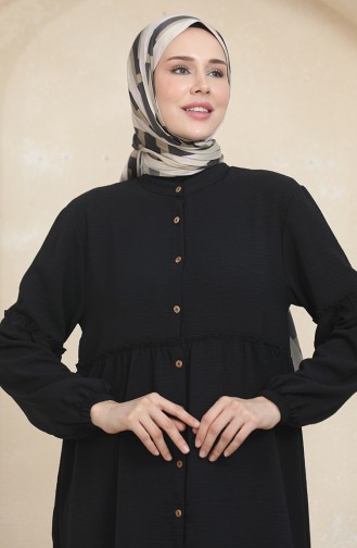 Ensemble Double Pantalon Tunique à Fronces En Tissu Aerobin 1006-05 Noir 1006-05