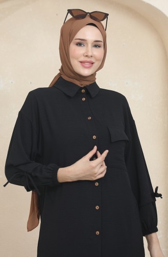 Pocket Buttoned Tunic Trousers Double Suit 1007-01 Black 1007-01