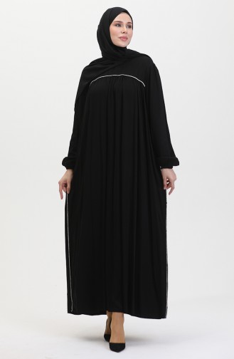 Großes Gestreiftes Stone Robe-Kleid 25Y9056-01 Schwarz 25Y9056-01
