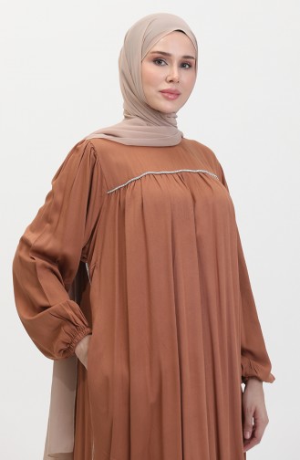 Großes Gestreiftes Stone Robe-Kleid 25Y9056-05 Hellbraun 25Y9056-05