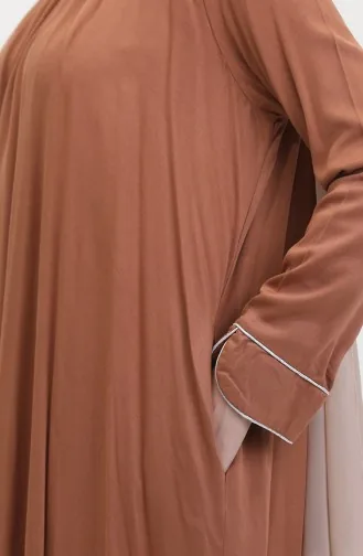 Robe-Kleid Mit Glitzernden Paspeln 25Y1217-05 Hellbraun 25Y1217-05