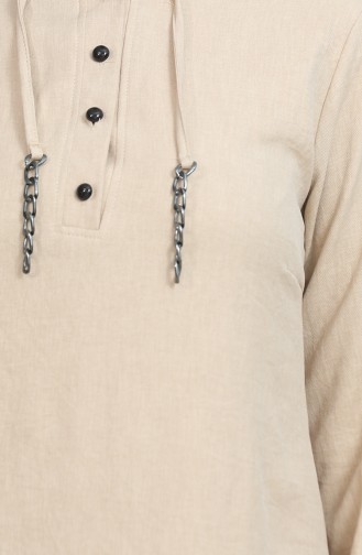 Düğme Detaylı Tunik Pantolon İkili Takım 1004-04 Bej