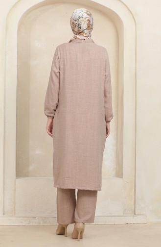 Buttoned Tunic Trousers Double Suit 1002-01 Mink 1002-01