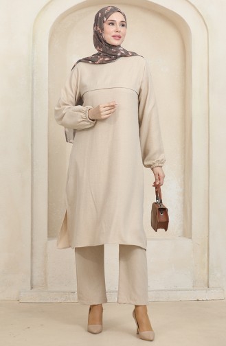 Elastic Sleeve Tunic Trousers Double Suit 1005-02 Mink 1005-02
