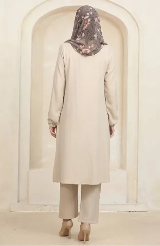 Tunika-Hosen-Doppelanzug Mit Elastischen Ärmeln 1005-02 Nerz 1005-02