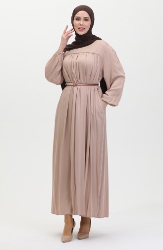 Großes Gestreiftes Stone Robe-Kleid 25Y9056-04 Nerz 25Y9056-04