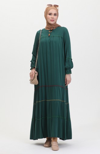 فستان سادة طويل للمحجبات 25Y1173-06 أخضر زمردي 25Y1173-06
