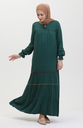 فستان سادة طويل للمحجبات 25Y1173-06 أخضر زمردي 25Y1173-06