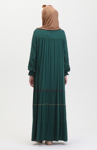 فستان سادة طويل للمحجبات 25Y1173-06 أخضر زمردي 25Y1173-06