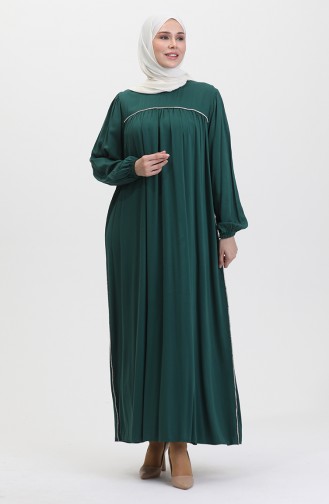 Großes Gestreiftes Stone Robe-Kleid 25Y9056-02 Smaragdgrün 25Y9056-02