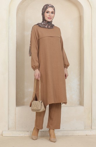 Tunic Trousers Double Suit With Elastic Sleeves 1005-08 Coffee With Milk 1005-08