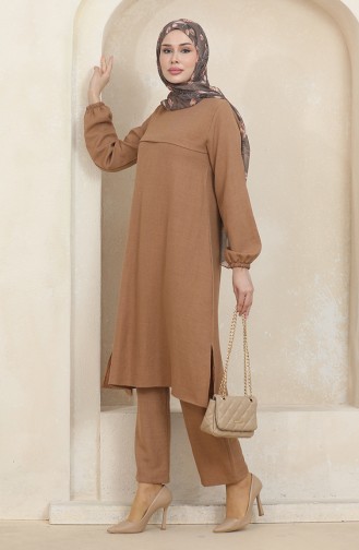 Tunic Trousers Double Suit With Elastic Sleeves 1005-08 Coffee With Milk 1005-08