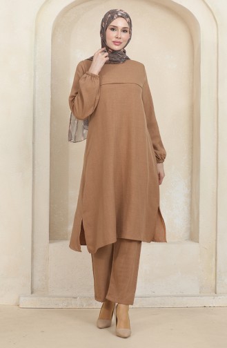 Tunic Trousers Double Suit With Elastic Sleeves 1005-08 Coffee With Milk 1005-08