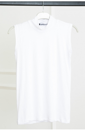 Turtleneck Zero Sleeve Combed Cotton Body 902-02 White 902-02