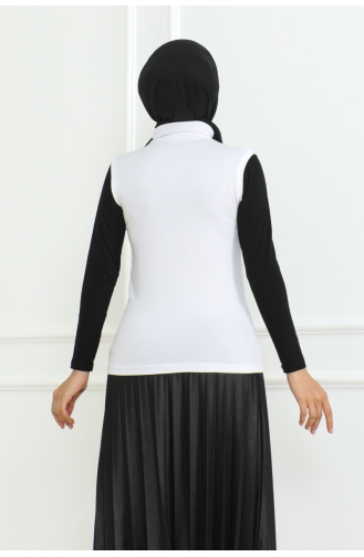 Turtleneck Zero Sleeve Combed Cotton Body 902-02 White 902-02