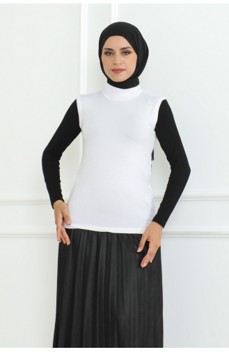 Turtleneck Zero Sleeve Combed Cotton Body 902-02 White 902-02