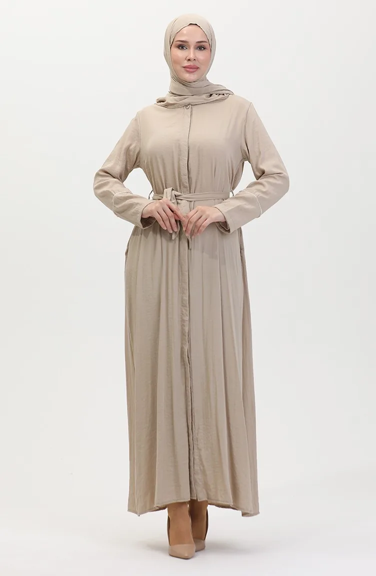 Jurk Met Stenen Details En Sjaal 25Y9011-05 Beige 25Y9011-05