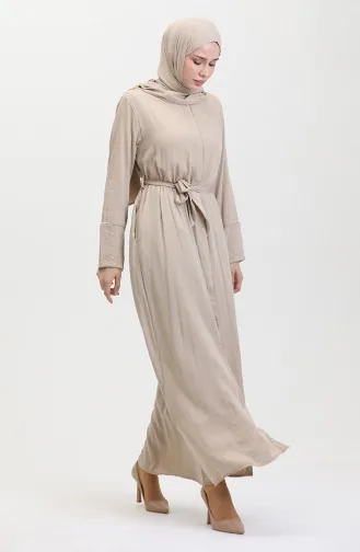 Jurk Met Stenen Details En Sjaal 25Y9011-05 Beige 25Y9011-05