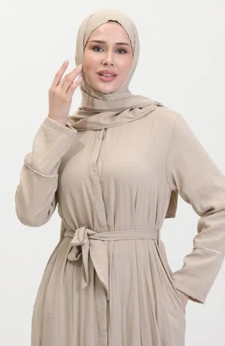 Jurk Met Stenen Details En Sjaal 25Y9011-05 Beige 25Y9011-05