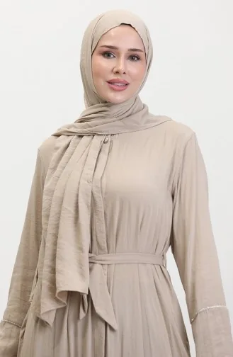 Jurk Met Stenen Details En Sjaal 25Y9011-05 Beige 25Y9011-05