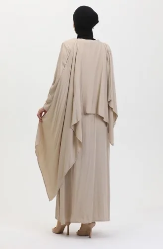 Jurk Met Stenen Details En Sjaal 25Y9011-05 Beige 25Y9011-05
