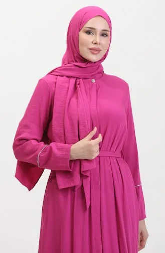 Kleid Mit Steindetail Und Schal 25Y9011-02 Fuchsia 25Y9011-02