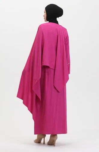 Kleid Mit Steindetail Und Schal 25Y9011-02 Fuchsia 25Y9011-02