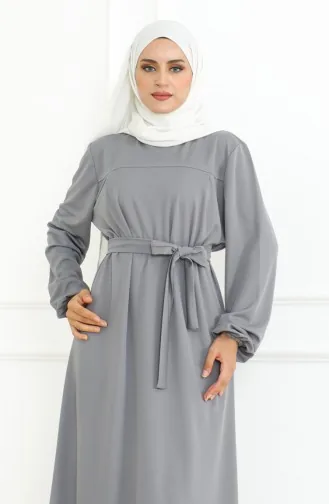 Kuşaklı Spor Elbise 3028-04 Gri