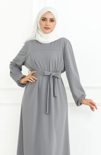 Kuşaklı Spor Elbise 3028-04 Gri