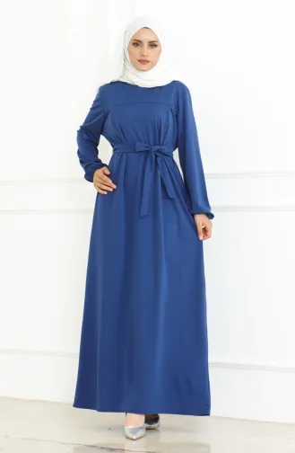 Kuşaklı Spor Elbise 3028-07 İndigo