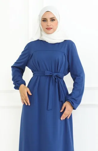 Kuşaklı Spor Elbise 3028-07 İndigo
