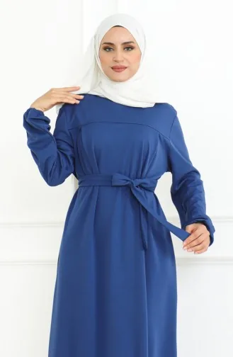Kuşaklı Spor Elbise 3028-07 İndigo