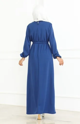 Kuşaklı Spor Elbise 3028-07 İndigo