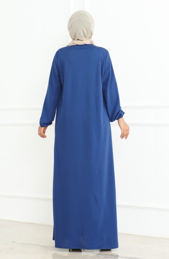Geknöpftes Kleid Mit Elastischen Ärmeln 3031-05 Indigo 3031-05