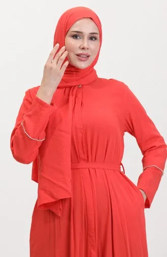 Jurk Met Stenen Details En Sjaal 25Y9011-04 Granaatappelbloem 25Y9011-04