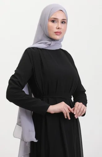 Şifon Detaylı Abiye Tulum 5506-01 Siyah