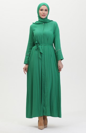 Kleid Mit Steindetail Und Schal 25Y9011-03 Smaragdgrün 25Y9011-03