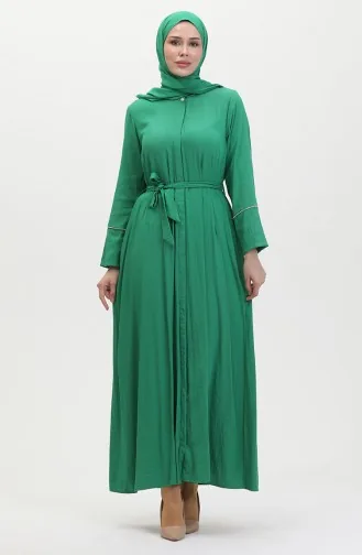 Jurk Met Stenen Details En Sjaal 25Y9011-03 Smaragdgroen 25Y9011-03