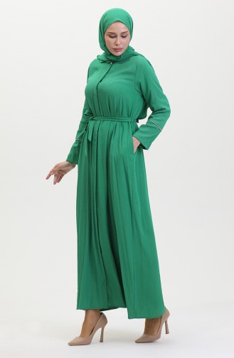 Kleid Mit Steindetail Und Schal 25Y9011-03 Smaragdgrün 25Y9011-03