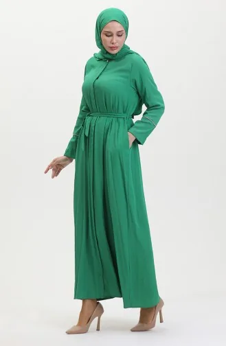 Jurk Met Stenen Details En Sjaal 25Y9011-03 Smaragdgroen 25Y9011-03