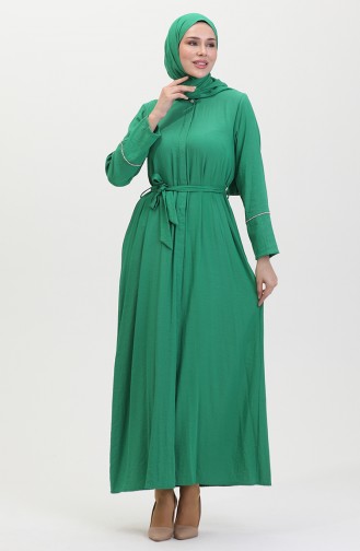 Kleid Mit Steindetail Und Schal 25Y9011-03 Smaragdgrün 25Y9011-03
