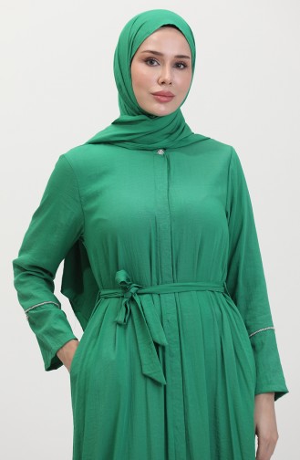 Kleid Mit Steindetail Und Schal 25Y9011-03 Smaragdgrün 25Y9011-03