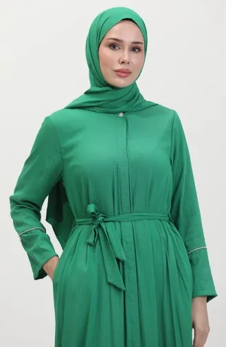 Jurk Met Stenen Details En Sjaal 25Y9011-03 Smaragdgroen 25Y9011-03