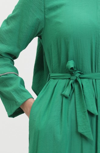 Kleid Mit Steindetail Und Schal 25Y9011-03 Smaragdgrün 25Y9011-03